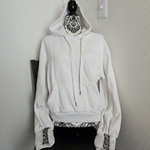 CLASSY Hoodie Long Sleeve Sweater Women White fits S 100% Cotton EUC